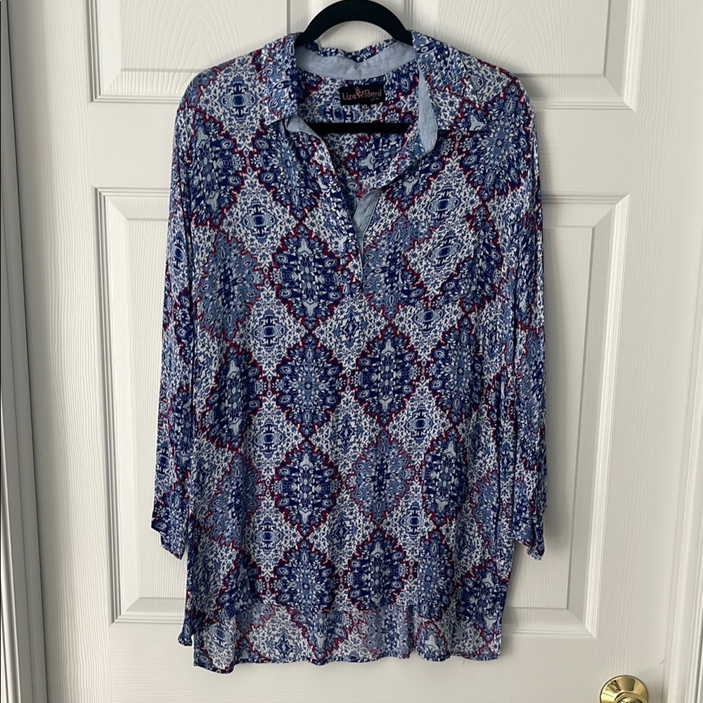 Blue Patterned Women's Top
